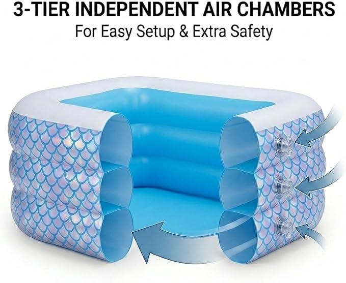 Inflatable Swimming Pool for Kids and Adults- 118" x 68" x 22" Family Full-Sized Blow Up Pools for Kids-Thickened Durable Above Ground Swimming Pool Backyard Lawn, Summer Party Outdoor and Indoor