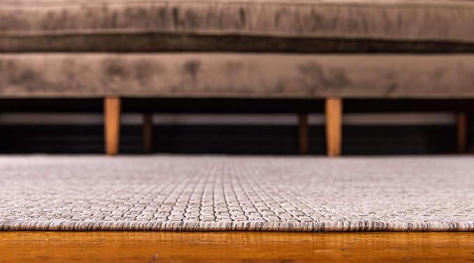 Unique Loom Collection Casual Transitional Solid Heathered Indoor/Outdoor Flatweave Area Rug (6' 1" x 9' Rectangle, Beige/Ivory)
