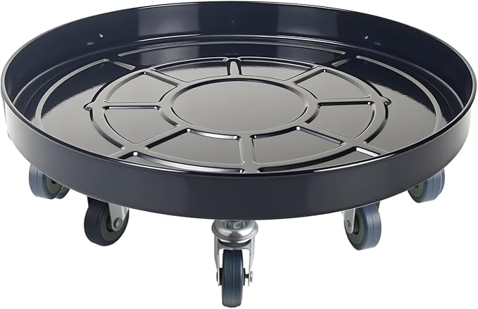 20 Inch Heavy Duty Plant Stand on Wheels, Round Plant Caddy with Wheels for Indoor & Outdoor Use, Metal Rolling Tray for Potted and Small Furniture, Black