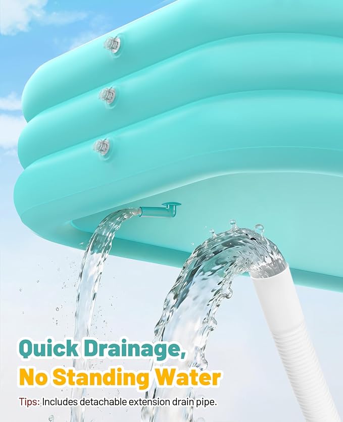 HeySplash Inflatable Pool, Swimming Pool 102" x 65"x 22" Green | Thickened Blow Up Pool with Canopy, Large Family Pool for Outdoor Backyard Garden Party Summer Fun Adults Kids