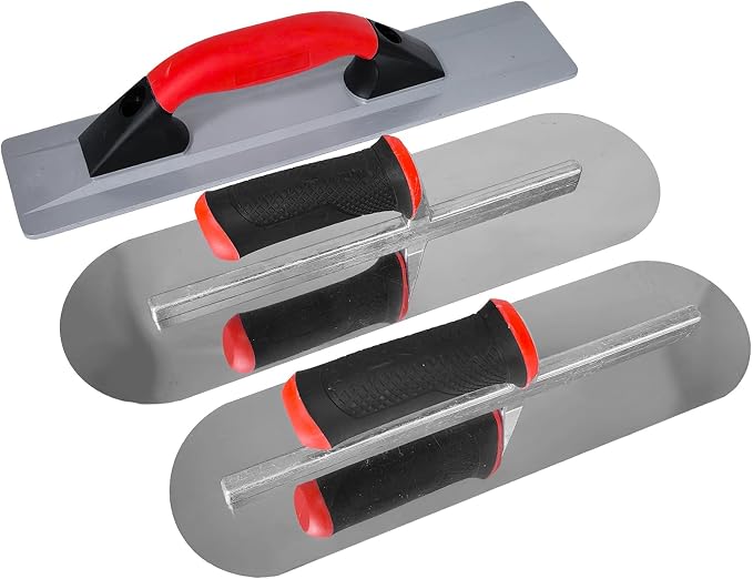 3 Pack Concrete Hand Tool Set, Masonry Hand Tool Set Include Cement Magnesium Hand Float, Stainless Steel Pool Trowels, Concrete Finishing Trowels for Masonry, Stucco Repair & Plastering