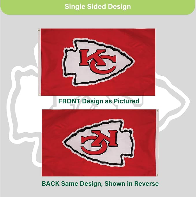 Team Sports America NFL Kansas City Chiefs 3 x 5 Outdoor Durable Flag with Grommets | Heavy Duty Flag & Banner for Outdoor Garden Patio | Indoor Wall Decor | Works with Flag Poles for House