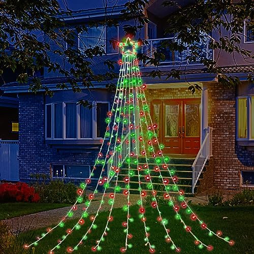 (New) Outdoor Christmas Decorations, 320 LED Hanging Twinkle Fairy String Lights Outside Tree Decoration Lights for Christmas, Yard, Garden, New Year, Wedding, Party (Red&Green) - Image 6