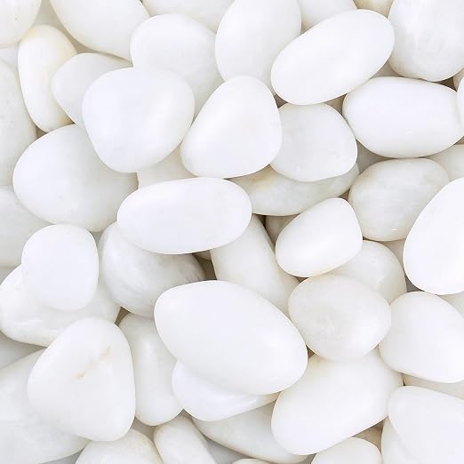 Pebbles for Plants, 5lbs White Pebbles 1-2 Inch Decorative River Rocks for Indoor Planters, High Polished Stones for Vase Filler Fish Tank Landscaping Garden