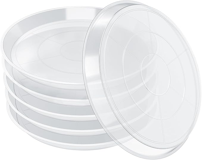 FUIJOL 6 Pack Clear Plant Saucer 12 Inch, Durable Plant Drip Trays Saucers for Pots, No Holes Water Catcher Trays for Indoor Outdoor Planter, Sturdy Base Plate(12", Clear)