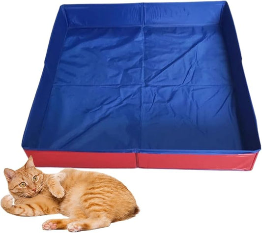 PVC Folding Pet Swimming Pool, 50×50cm Foldable Square Summer Cool Cat and Dog Swimming Pools, Non-Inflatable Dog Paddling Pool, for Puppy Cats Other Animals