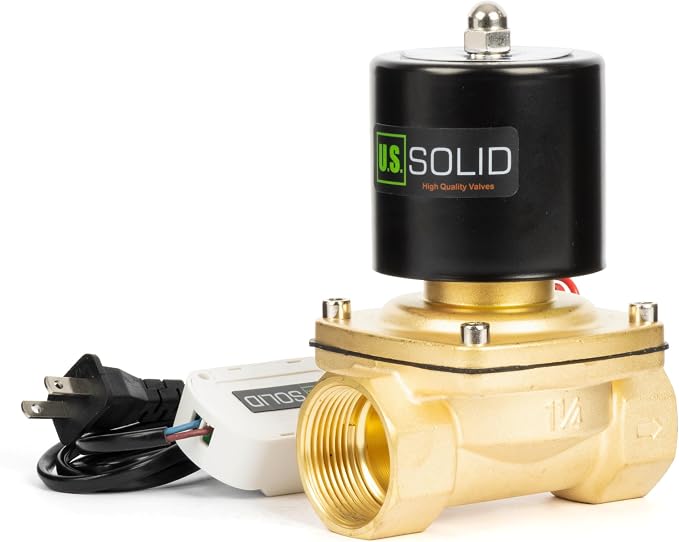 Solenoid Valve 1-1/4 in U.S. Solid Smart WiFi Brass 110V AC Normally Closed with App Remote Control for Water Irrigation and Automation