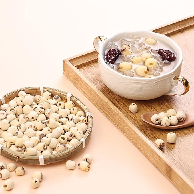 Dried Lotus Seeds - 17.64oz/500gPure Natural Chinese Herbal Medicine- 白莲子Core Removed - for Cooking, Soup, Dessert & Herbal Tea (Lotus Seeds)