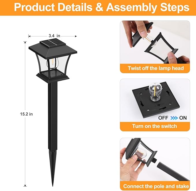 Sparkblaze 10 Pack Solar Pathway Lights Outdoor, LED Solar Yard Lights Dusk to Dawn Solar Garden Lights for Lawn, Walkway, Path & Landscape Lighting. (10, Warm White)