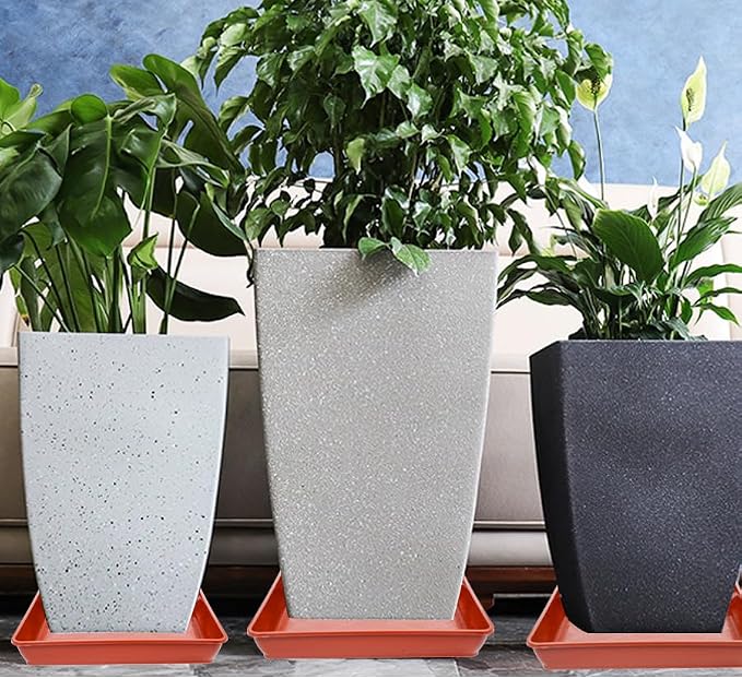 LWALRS 2 Pack Square Plant Saucer 16 Inch, Large Deep Plant Trays for Pots, Duty Plastic Plant Saucer, Heavy Duty Plant Pot Saucers, Planters for Indoors and Outdoors Plants.