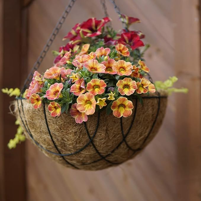 16" Round Coco Liner for Hanging Planter, 4Pcs, 100% Natural Coconut Coir Liner, Promotes Air Circulation & Water Retention, Ideal for Flower Plants & Garden Decorations