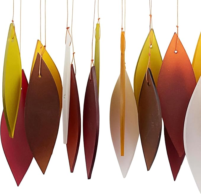 Blue Handworks Desert Sands Glass Chime, Sandblasted Glass and Found Wood Handcrafted Wind Chime | Sandblasted Glass and Found Wood Handcrafted Wind Chime