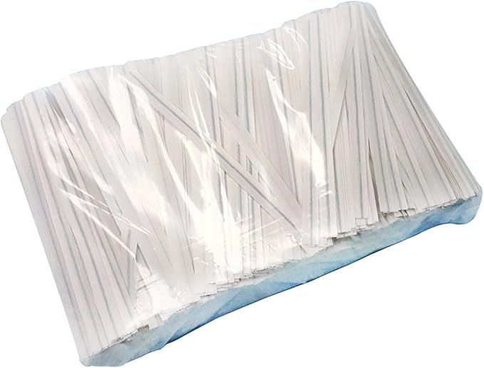 4" Length 5000 Twist Ties, Plastic Coated, No Rip, Paper Ties Cello General Use, Ideal Party Favor Treat Bags, Small Orders Packaging (5000 White Twist Ties)