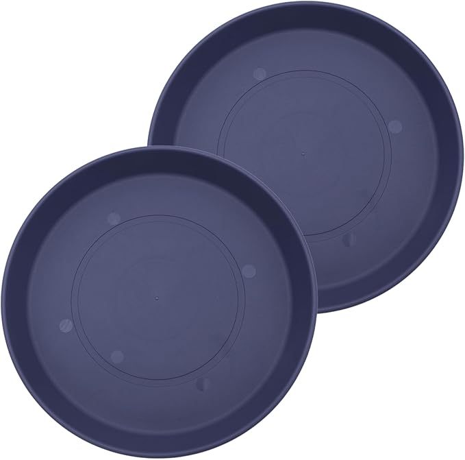 The HC Companies 21 Inch Prima Round Plant Saucer, Lightweight UV-Resistant Plastic Outdoor & Indoor Flower Pot Tray, 2-Pack Plant Pot Trays for Garden & Home Decor, Twilight Blue