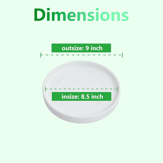 Ceramic Saucer 9 inch White Round Saucer for Planter | Planter Tray