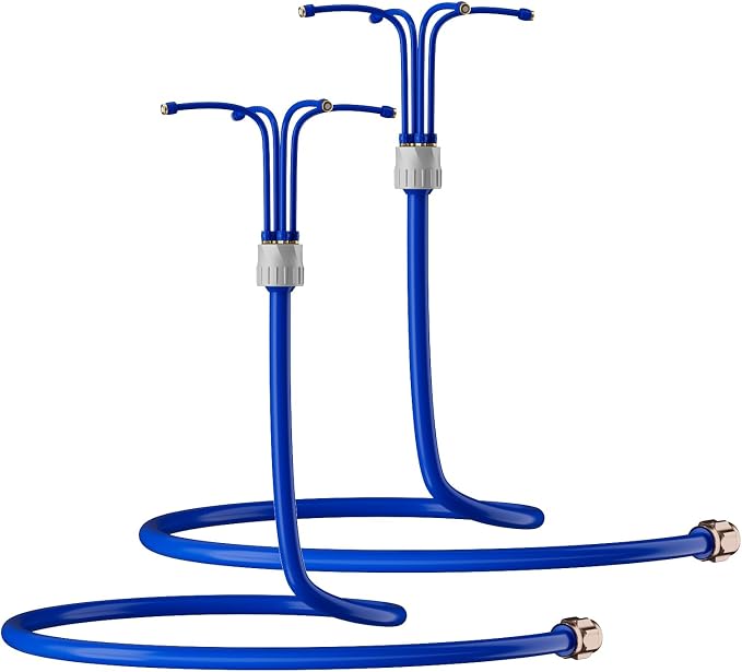 RESTMO Adjustable Standing Misters for Outside Patio, Portable Misting Cooling System with 4 Directional Nozzles, 6FT Water Mister for Hot Summer, Garden, Backyard, Beach, Camping, BBQ - 2 Pack