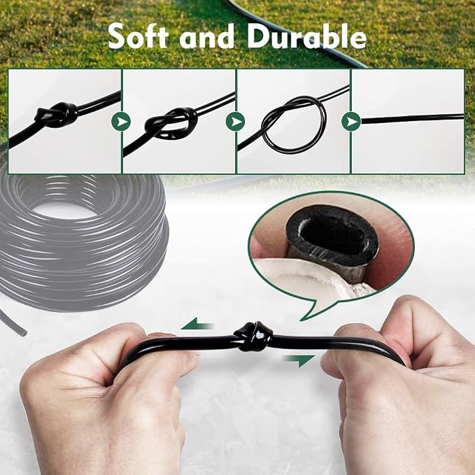 Bonviee 400ft 1/4 inch Drip Irrigation Tubing – Flexible, Durable Hose, Compatible with 1/4" Barbed Tee, Micro-Emitters & Misters, Perfect for New Home Garden System