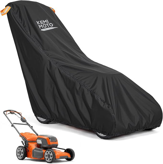 KEMIMOTO 600D Waterproof Walk Behind Lawn Mower Cover, Windproof Push Mower Cover with Reflective Straps & Hanging Loops Design, Compatible with Craftsman, Husqvarna, Greenworks, EGO, Toro and More