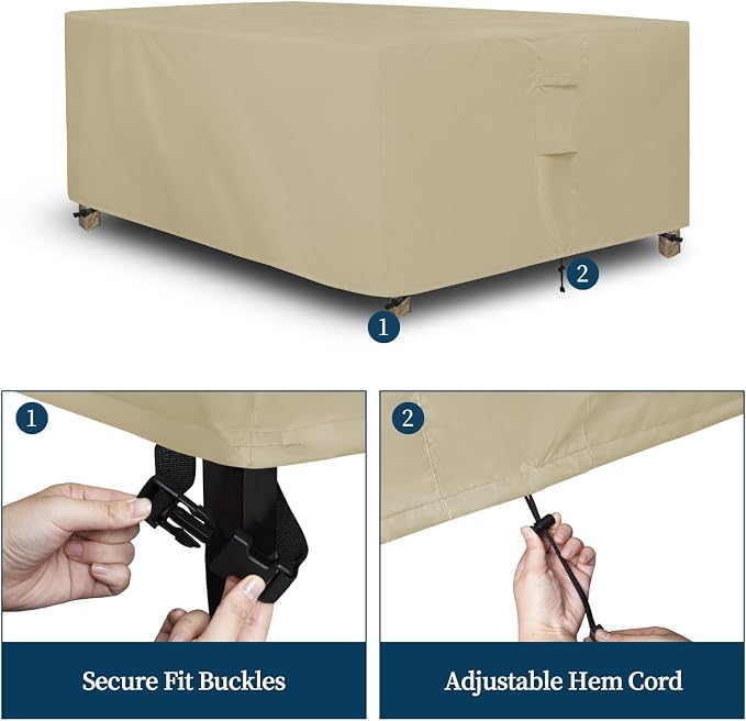 Easy-Going Square Patio Furniture Cover Waterproof Outdoor Dining Table and Chair Cover Anti-UV Outside Sectional Sofa Set Covers (76"L x 76"W x 28"H, Camel)