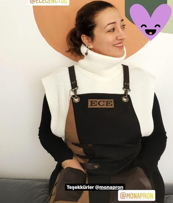 MONAPRON Apron for Women and Men Waterproof Canvas Extra Pocket for Chef Barista Gardening BBQ Grilling Crossback Unisex