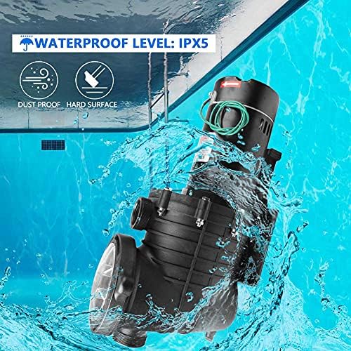 Swimming Pool Pump Above ground, 1.5 HP 4980 GPH In Ground Self Primming Pool Filtre Pump with Strainer Basket Pool Pump Motor for Clean Swimming Pool Water Low Noise