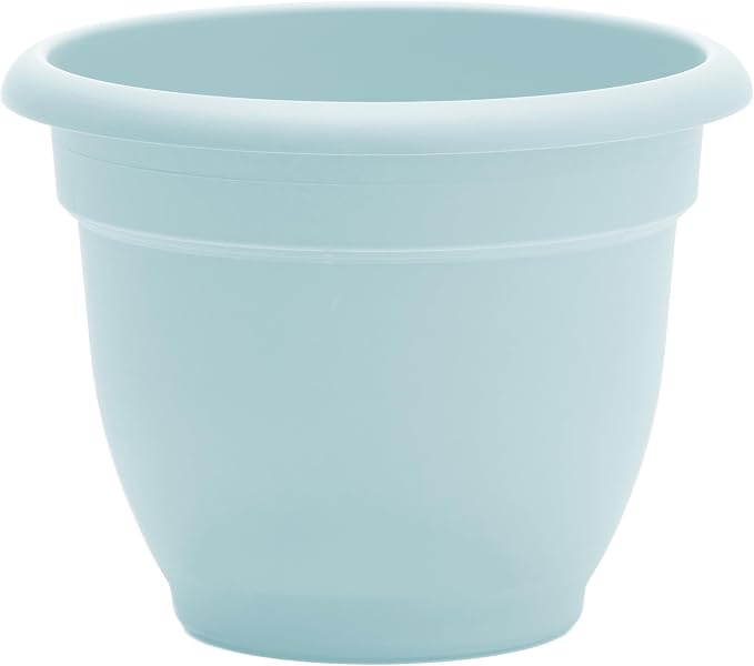 Bloem Ariana Pot Planter: 12" - Misty Blue - Durable Resin Pot, For Indoor and Outdoor Use, Gardening, Self Watering Disk Included, 3 Gallon Capacity