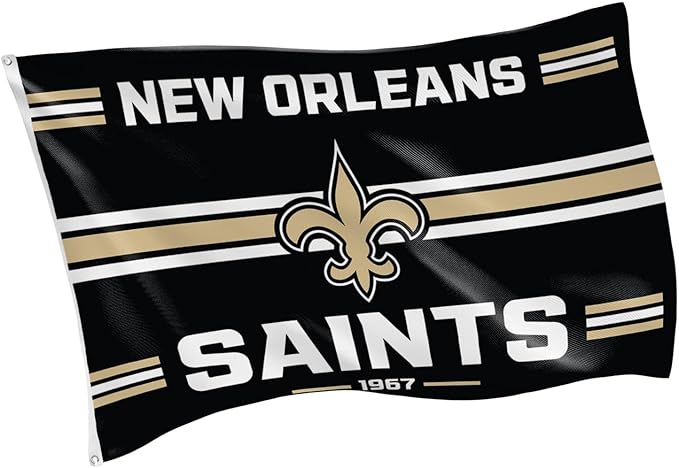 NFL New Orleans Saints Vintage Flag | 3 x 5 Estate Flag with Grommets | Heavy Duty Banner for Outdoor Garden Patio Decoration | Indoor Wall Decor for Room | Works with Flagpoles for Outside House (New Orleans Saints-Vintage)