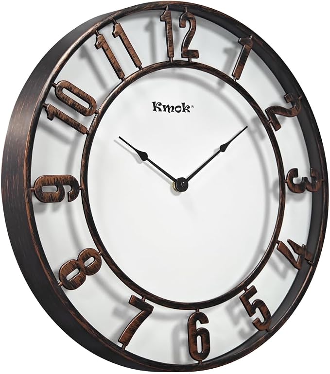 16" Bronze Roman Numeral Wall Clock, Silent | Indoor/Outdoor, Waterproof, Battery Operated, Brush Finish