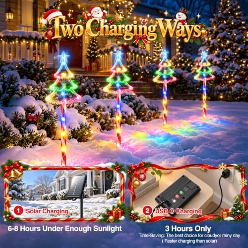 KOOPER 20 Pack Solar Christmas Candy Tree Stake Lights, 10 Modes Xmas Decor - Image 4