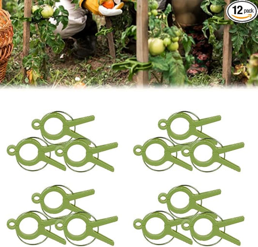 Plant Clips, 2026 Upgrade Plant Support Clips Reusable Garden Clips, Secured Plastic Plant Clips, Tomato Trellis Clips Plant Vine Fixing Clips for Climbing Plants Indoor Outdoor (Green*12)