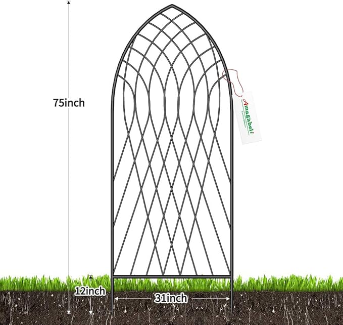Amagabeli 2 Pack Large Garden Trellis for Climbing Plants 75” x 31” Heavy Duty Rustproof Black Iron Plant Trellis for Potted Plants Support Tall Wall Metal Trellis for Rose Vegetables Cucumber GT05