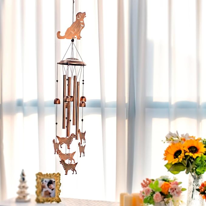 Golden Retriever Dog Wind Chimes for Outside,Dog Gifts for Women Men/Memorial Gift/Birthday Gifts Metal windchimes Outdoors/Indoors,Garden Decor,Patio,Porch,Yard Decorations