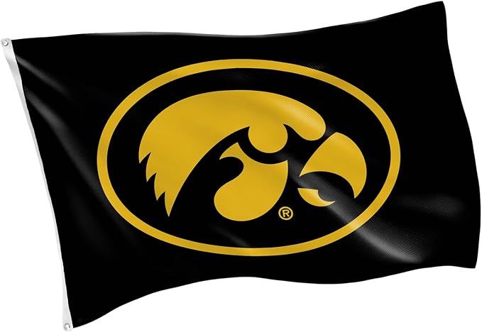 NCAA University of Iowa Flag with Grommets, 3'x5' Iowa Hawkeyes Outdoor College Flags & Banners for Garden Patio Indoor Wall Décor
