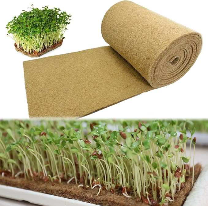 1 Roll 10" x 120" Microgreens Growing Trays Jute Mat Kits, Hydroponic Planting Mat & Seed Germination Pad for Wheatgrass, Bean Sprouts, Hydroponic Seed Growing | Works with Growing Trays