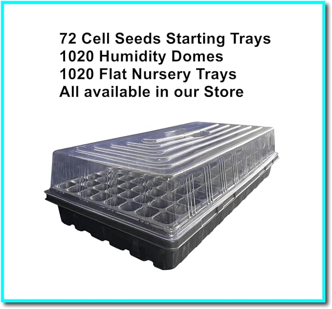 RooTrimmer 72 Cell Seed Trays, Thick Durable 72 Cell Plug Tray Seedling Plastic Nursery Tray for 1020 Flat Germination (10-Pack, 21"×11", 1.81" Height, Low)