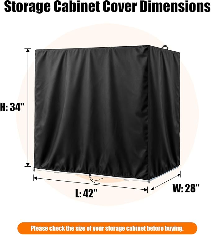 Kasla Storage Cabinet Cover, Outdoor Chest Storage Waterproof Cover, Weatherproof Cabinets Covers for Kitchen Patio Garden Backyard (42"L×28"W×34"H)