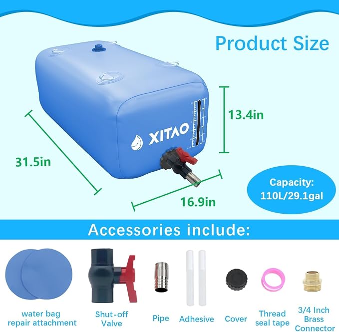 XITAO Water Bladder Storage Containers, Water Tank Foldable Portable Water Storage,Water Storage Bag Containers for RV, Camping, Garden, Irrigation, Drought Resistance, Firefighting