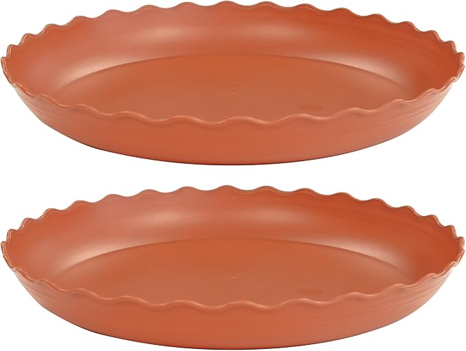 2 Pack of 22 inch Plant Saucer Plant Tray, Plastic Plant Saucer, Heavy Duty Plant Tray for Pots, Plant Saucers for Indoors Planter, Garden Water Plate Bowls for Gallon Grow Bags (Terracotta)