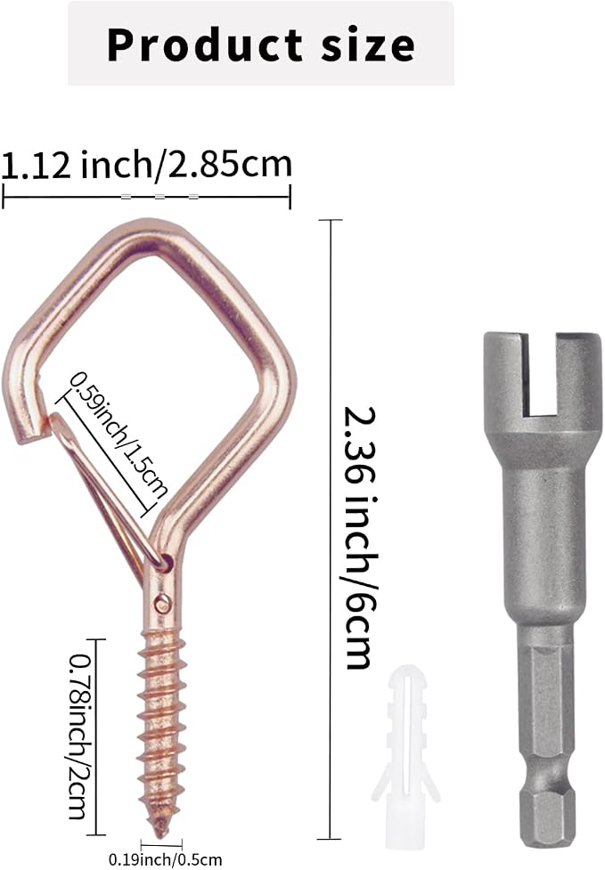 50 PCS Rose Gold Eye Screw Hooks for Hanging Heavy Duty with Safety Buckle.Metal Ceiling Hooks for Hanging Plants Cup Wind Chime Bird Feeders Patio Lights At Indoor&Outdoor