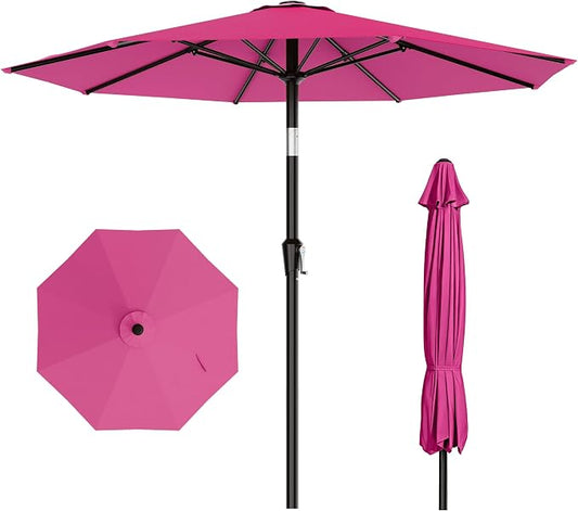 AreShark 10 FT Outdoor Patio Umbrella, Patio Table Umbrella with Push Button Tilt and Crank, Outdoor Patio Umbrellas with 8 Fiberglass Ribs, Patio Umbrellas for Market, Garden, Pool (Rose Pink)
