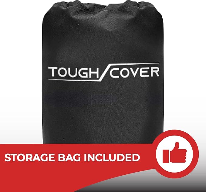 Tough Cover Zero Turn Mower Cover - 600D Marine Grade Fabric, Black, Waterproof & Drawstring Strap, Riding Lawn Mower Cover with UV, Dust, Rain & Snow Protection