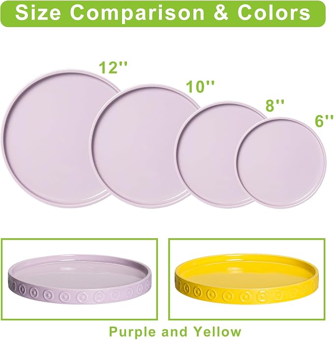 Eightpot Plant Plates to Catch Water, 9.3 Inch Plant Pot Saucers for Indoor Outdoors, Round Plants Drip Tray, Modern Ceramic Plant Saucer, Decorative Plants Dishes to Catch Water, Garden Gift, Purple