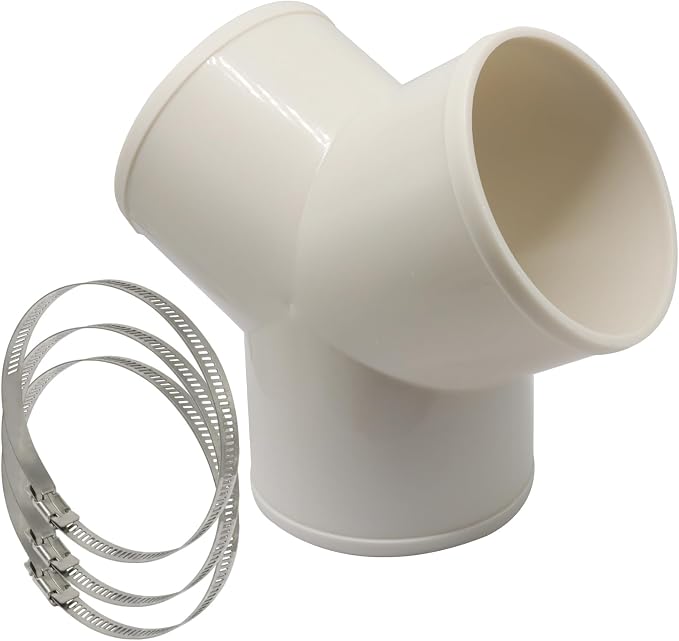 BokWin 4-Inch Duct Splitter, 3 Way Y Shape | White ABS, Duct Connector, 3 Hose Clamps Included, For Exhaust Fan and Dryer Vent Hose