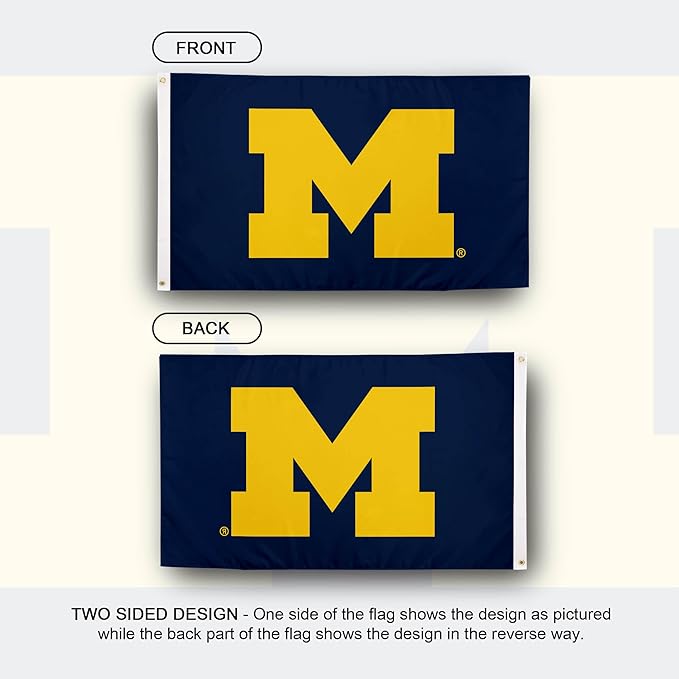 Desert Cactus University of Michigan Flag - 3 x 5 Feet UM Wolverines Banner, Indoor/Outdoor Durable Fabric Display(Design 1)
