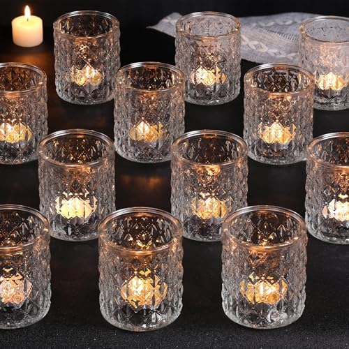 12 Pcs Large Clear Votive Candle Holders 2.8 * 3.2 inch by MATAHUMbeyourbetterchoice