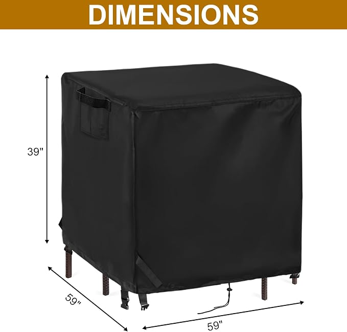 59 In Patio Bar Height Table Cover Square for 5 Piece Outdoor Furniture Set | 59x59x38,Waterproof Dustproof Heavy Duty Oxford Fabric,for High Bar Table and 4 Stools/ Bistro Set Multi Pieces