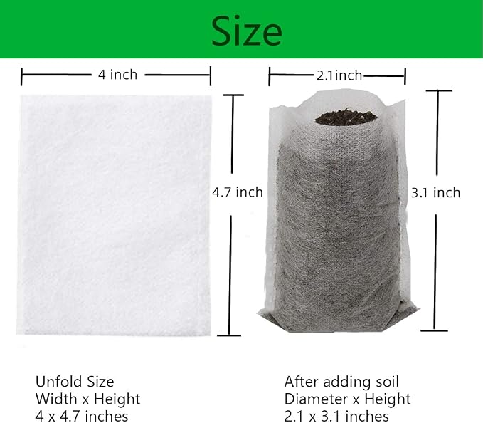 gardtree 1/16 Gallon 400PCS Small Plant Nursery Bags 4x4.7 Inch, Non-Woven Seedling Bags, Breathable & Sturdy Grow Bags for Succulents Vegetables, Easy Transplant, Space-Saving for Home Garden