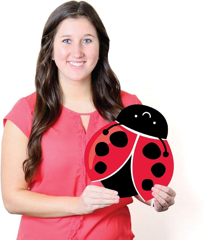 Big Dot of Happiness Happy Little Ladybug - Lawn Outdoor Baby Shower or Birthday Party Yard Decorations - 10 Piece