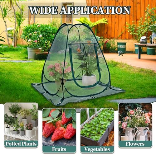 Pop up Garden Netting Cover Plant Guard Cover with 8 Stakes Bird Plant Tent Protector for Vegetables Fruits Flowers (1, 36 * 36 * 39 inch) - Image 5