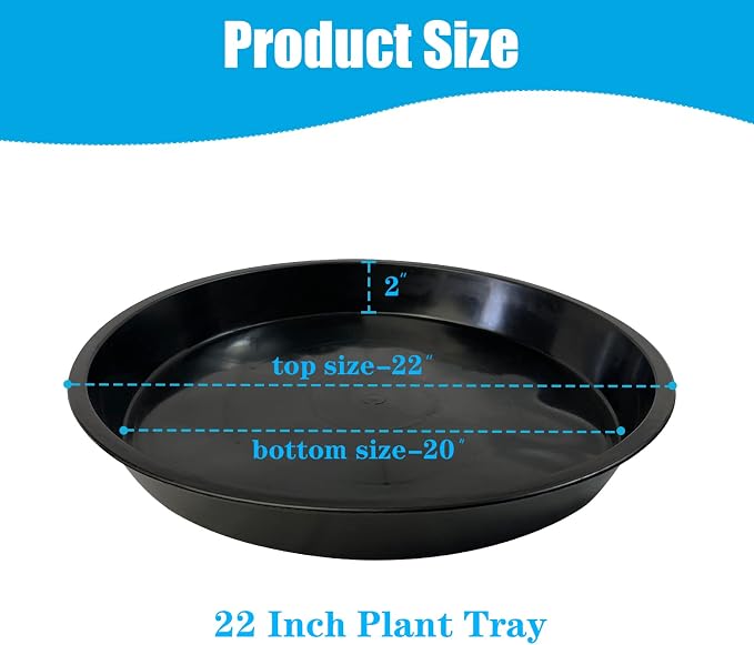 Plant Saucer 22 Inch, 5 Pack Heavy Duty Plant Tray for Pots, Plastic Pot Saucers for Plants, Large Drip Trays for Potted Plants, Round Water Tray for Indoors